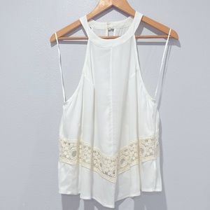 Astr Medium embroidered white halter tank